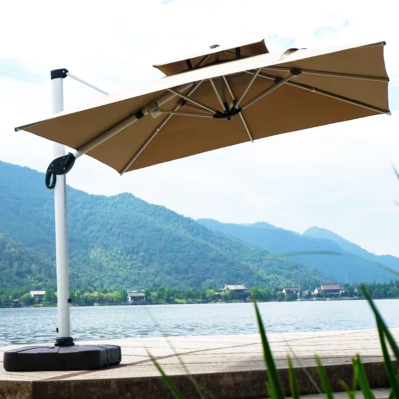 Big  Aluminum Waterproof Outdoor Offset Patio Hanging Parasol Beach Villa Square Cantilever Umbrella