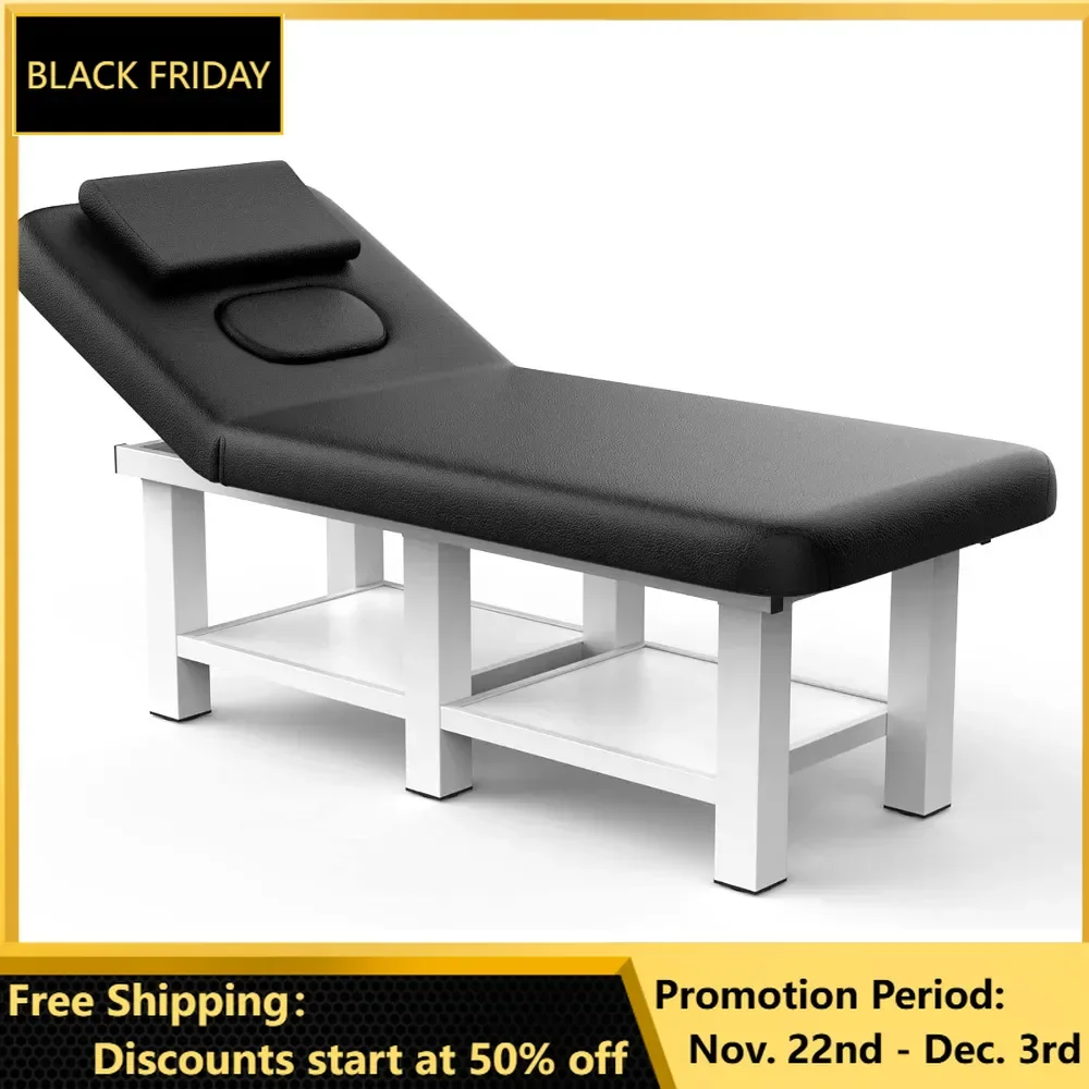 

Massage Table, Stationary Massage Bed Spa Heavy Duty Stationary Physical Therapy Bed with 4.4 Inch-Thick Memory Foam, Spa Bed