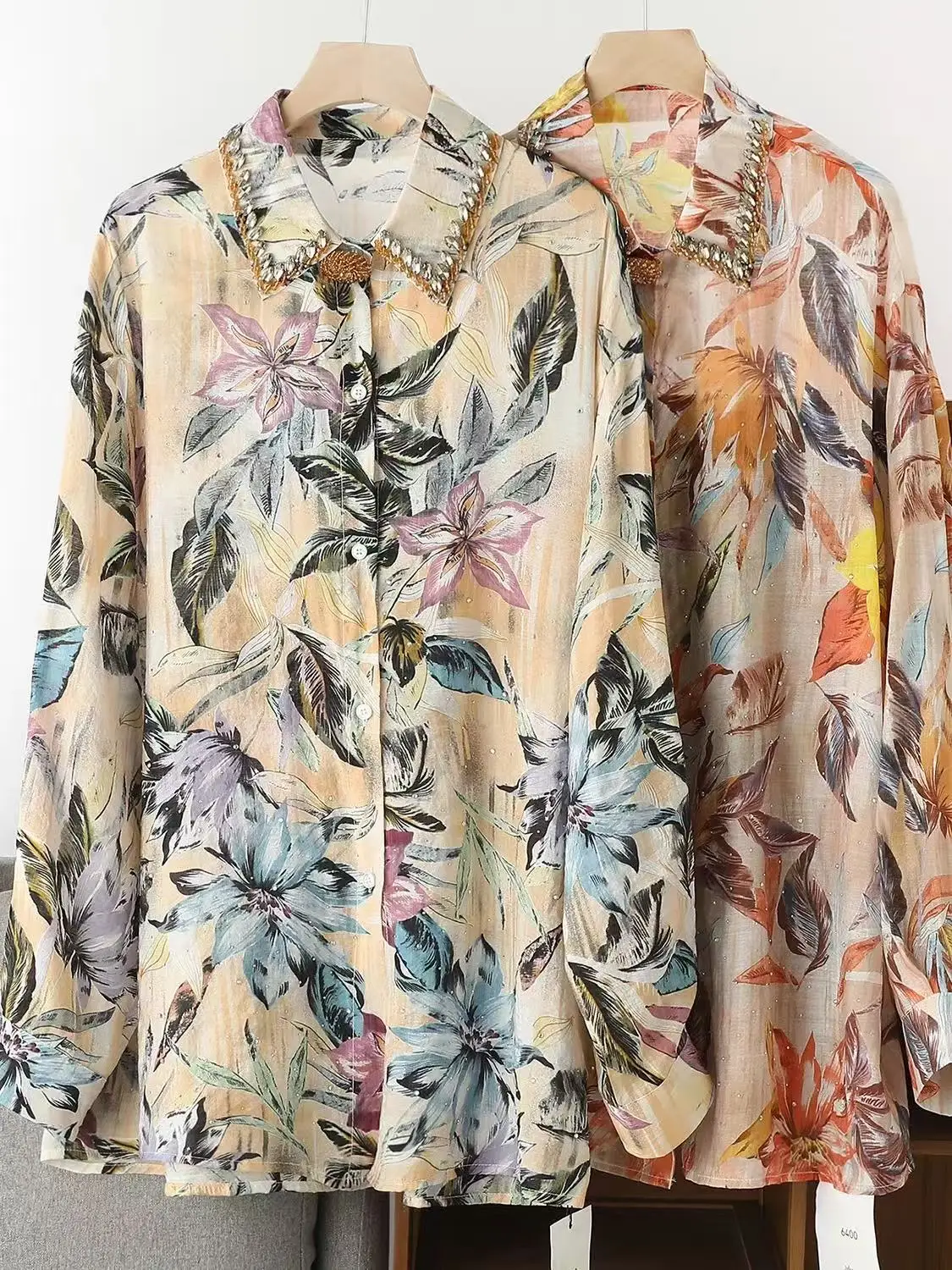 

Роскошные повседневные рубашки-блузы средней длины с бриллиантами и защитой от солнца для женщин, весна-лето 2026, топ-кардиган, женская одежда