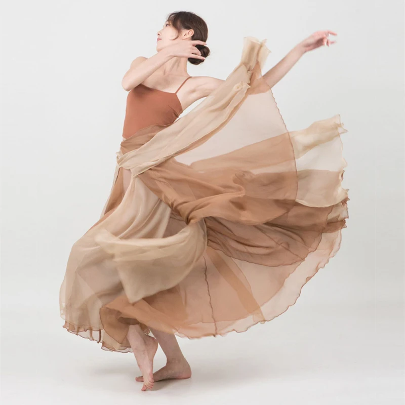 Chiffon Dans Wrap Rokken Fairy Flexibele Lange Rokken Georgette Lagen Rokken Moderne Dancewear Chinese Klassieke