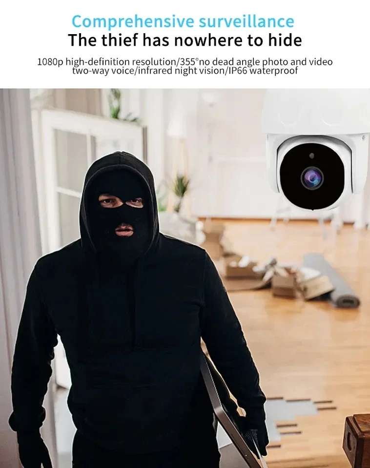 Tuya Smart Home 8 Pcs Wifi Ptz Camera System Ip Camera Kit 2MP 8CH Nvr Surveillance Night Vision