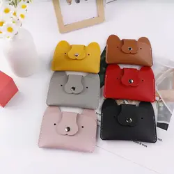 Nuovo cartone animato a forma di cane titolare della carta di colore puro in pelle PU Mini portafoglio portachiavi per le donne ragazze borsa della carta portamonete 6 colori