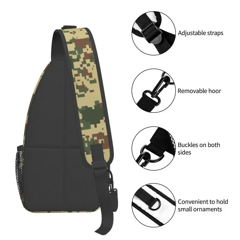 مخصص خمر كامو حبال Crossbody على ظهره الرجال التمويه حقائب الكتف الصدر للتخييم ركوب الدراجات