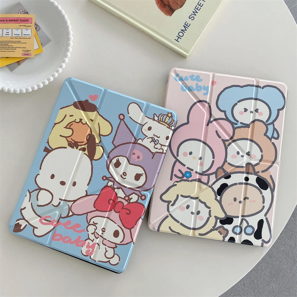 With Pencil Holder Case For iPad 10.2 7th 8th 9th 10th 2022 Pro 11 Air 3 4 5 9.7 5th 6th Cover Sanrio Mickey Minnie Princess