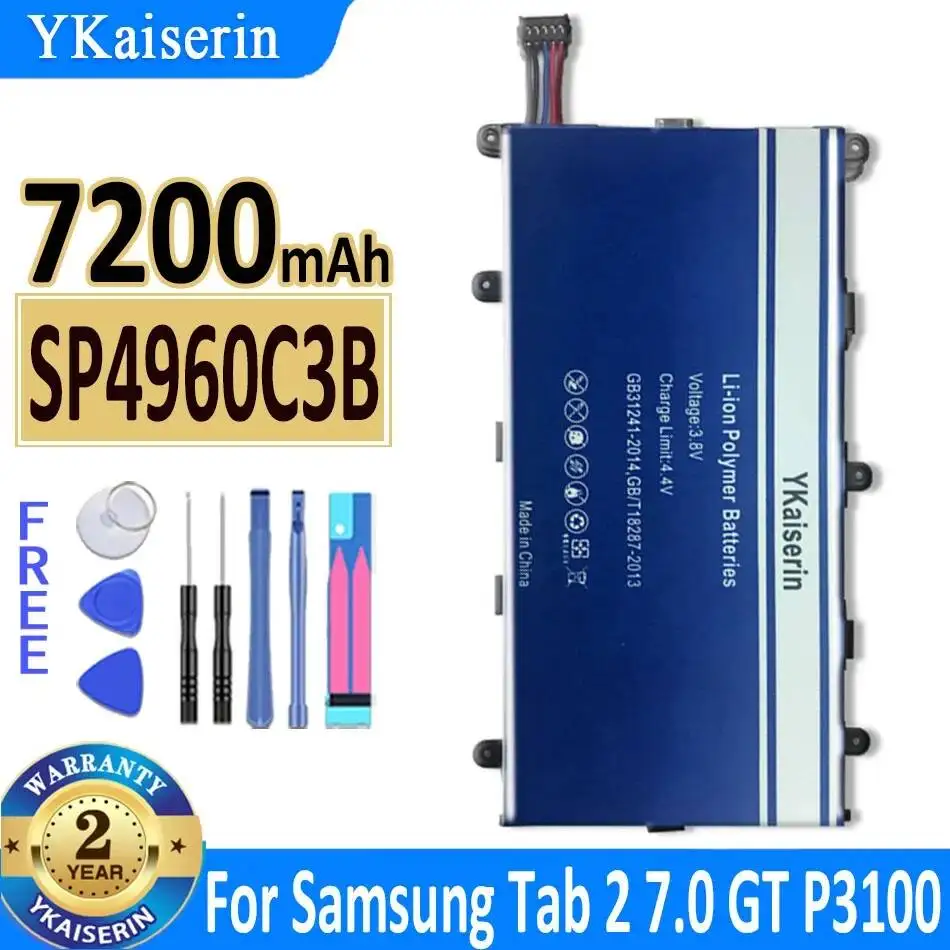 

For Samsung Galaxy Tab 2 7.0 GT P3100 P3110 P3113 P6200 P6210 High Compatibility SP4960C3B 7200mAh Tablet Battery Long Lasting