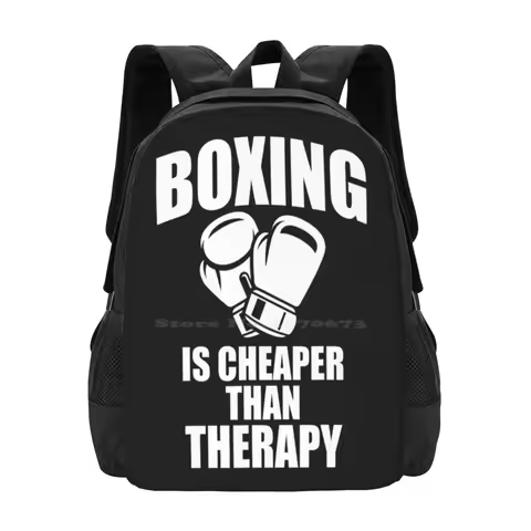 Boxing Is Cheaper Than Therapy Funny Fight Hot Sale Schoolbag Backpack Fashion Bags Funny Boxing Love Boxing