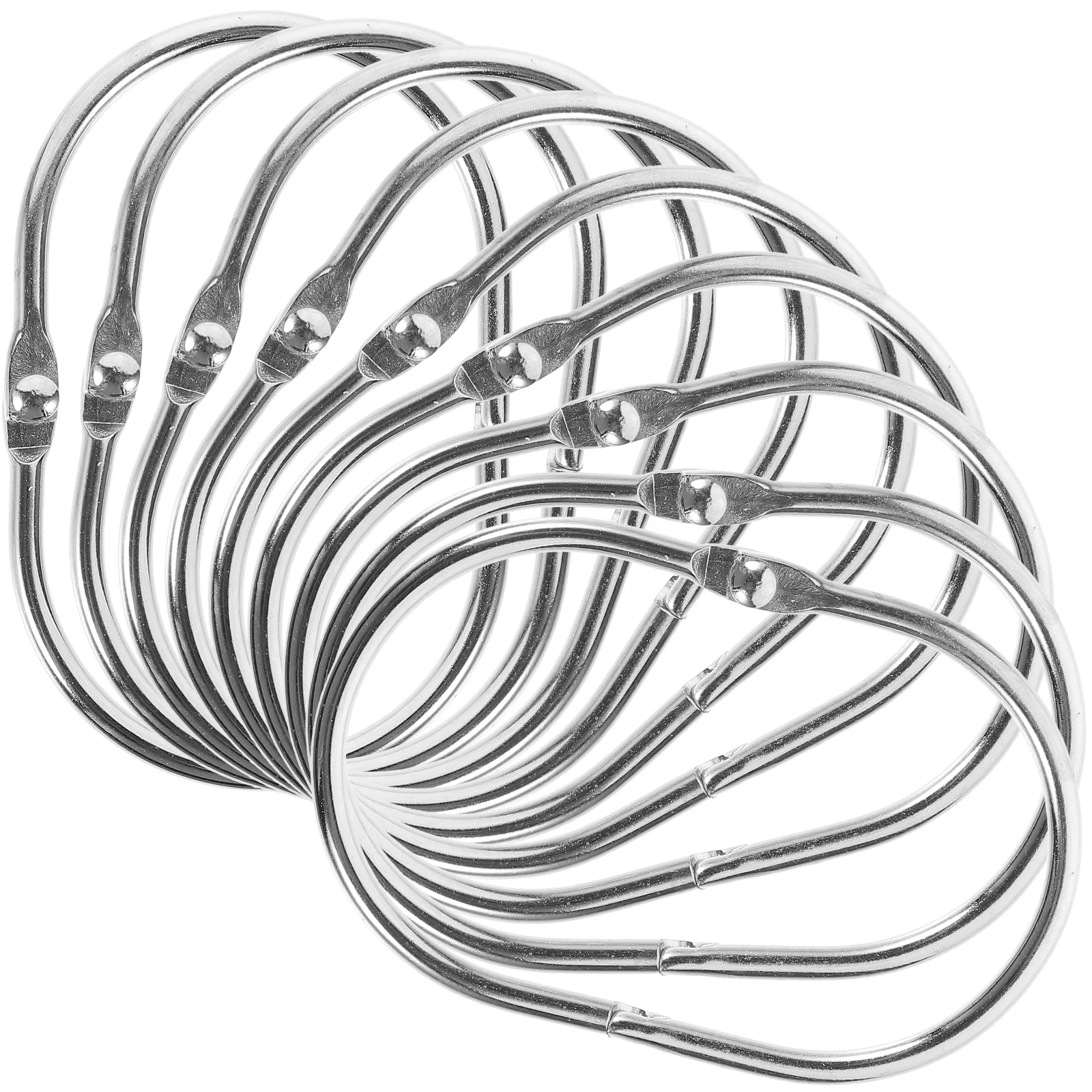 30 Pcs Shower Curtain Ring Hook Curtains Colored Iron Hooks Silver For Bathroom - view 3