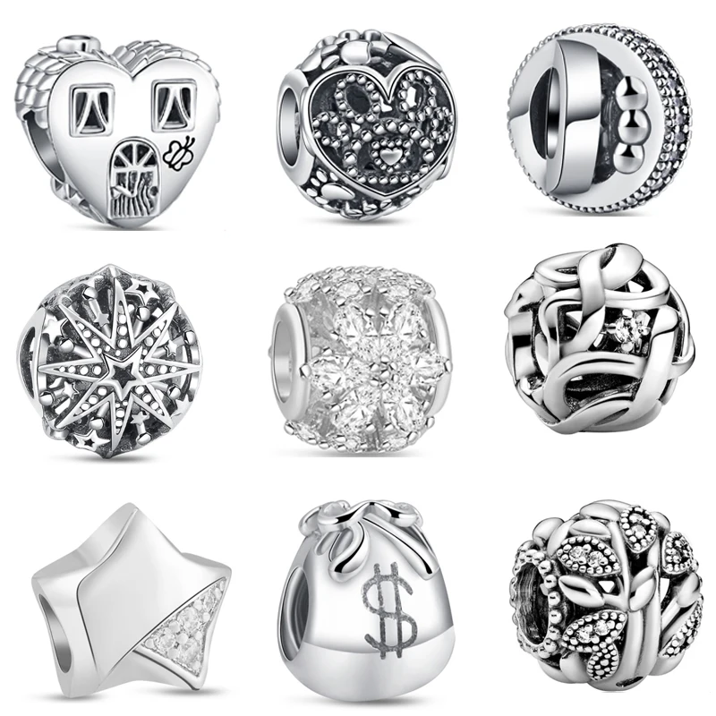 

Fit Original Pandora 925 Sterling Silver Charms Lucky Star Tree Paw Snowflake Moon Beads Bracelets Jewelry Making Women Gifts