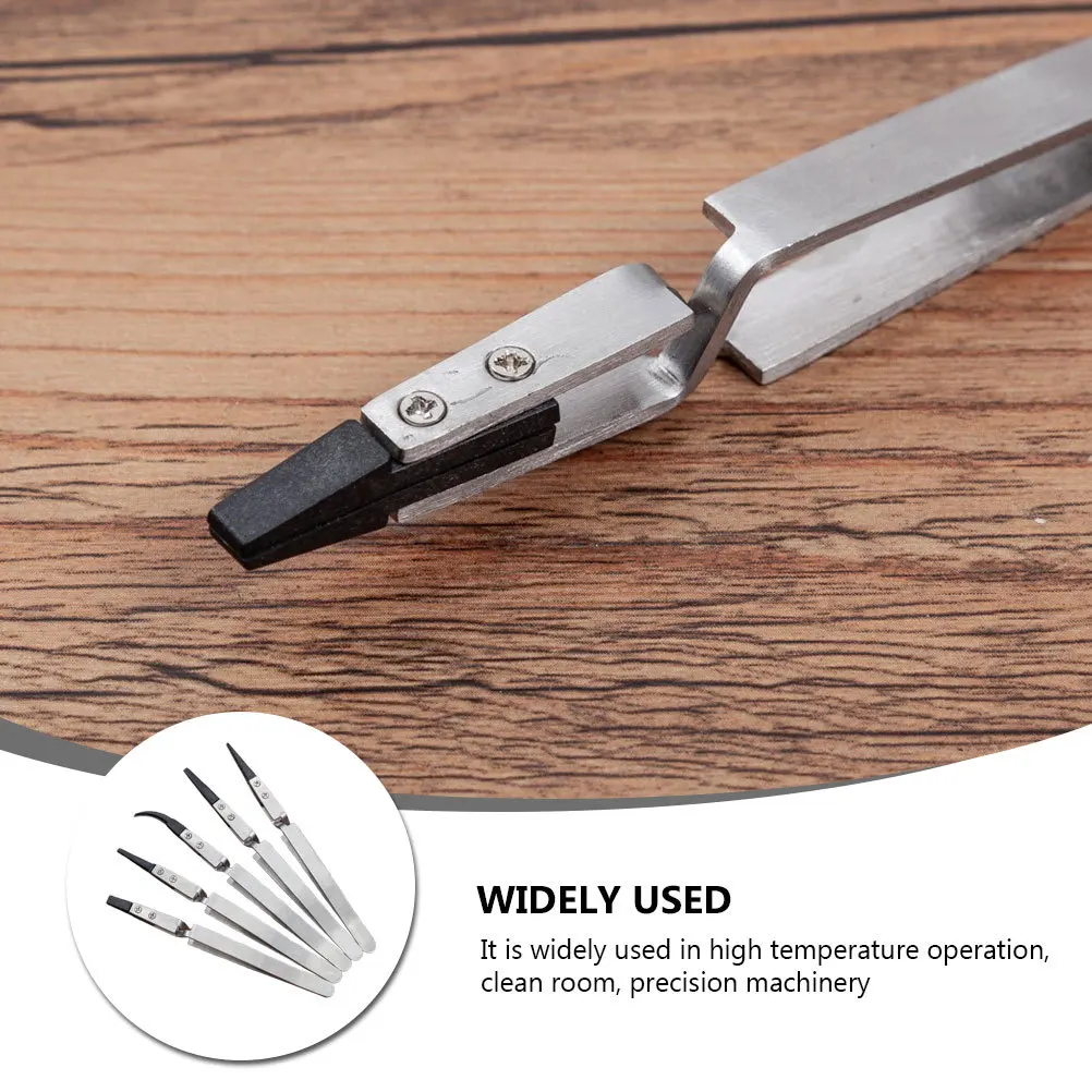 

5pcs Ceramic Tweezers Electronic Non-Conductive Anti-Static Heat Resistant Precision Tools For Pinching Coils Insulation