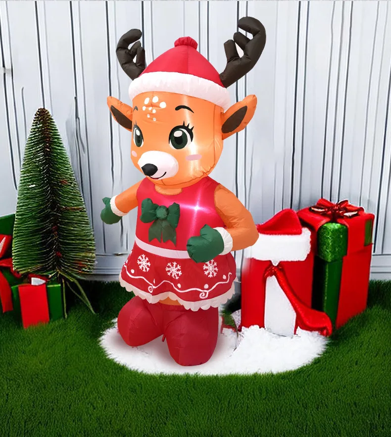 

Надувной рождественский олень со встроенной подарочной коробкой для уличного и домашнего декора на праздники