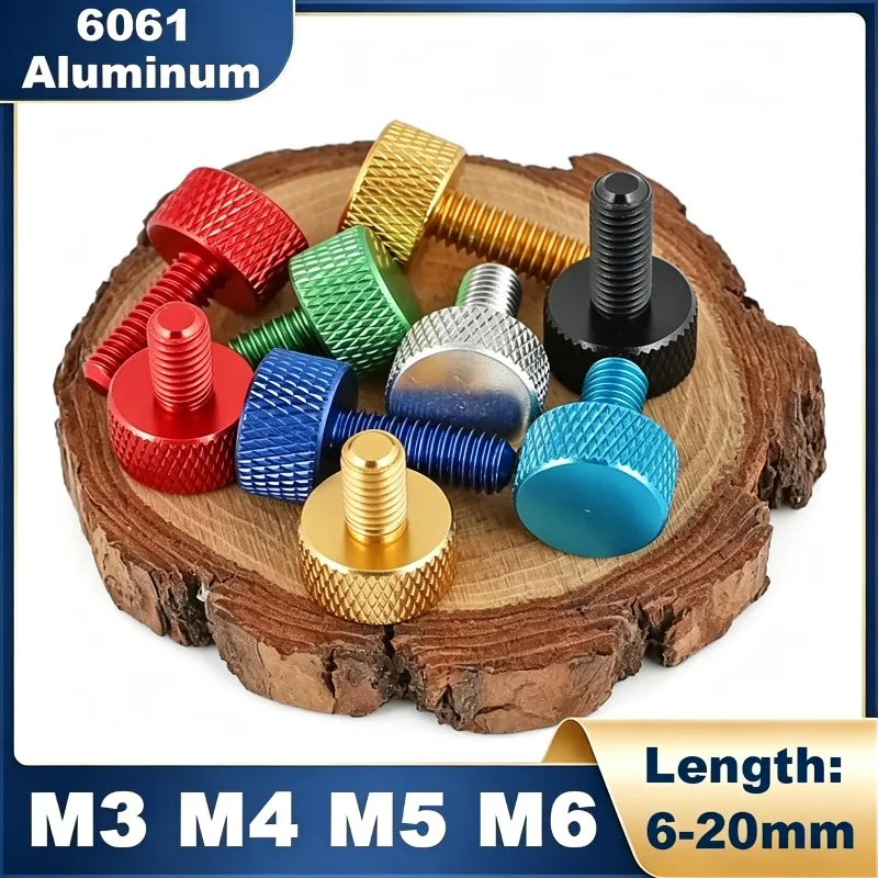 5Pcs Aluminum Thumb Screws M3 M4 M5 M6 Anodized Color Knurled Hand Grip Bolts Tool-Free Hand Tighten Screw for Computer Case DIY