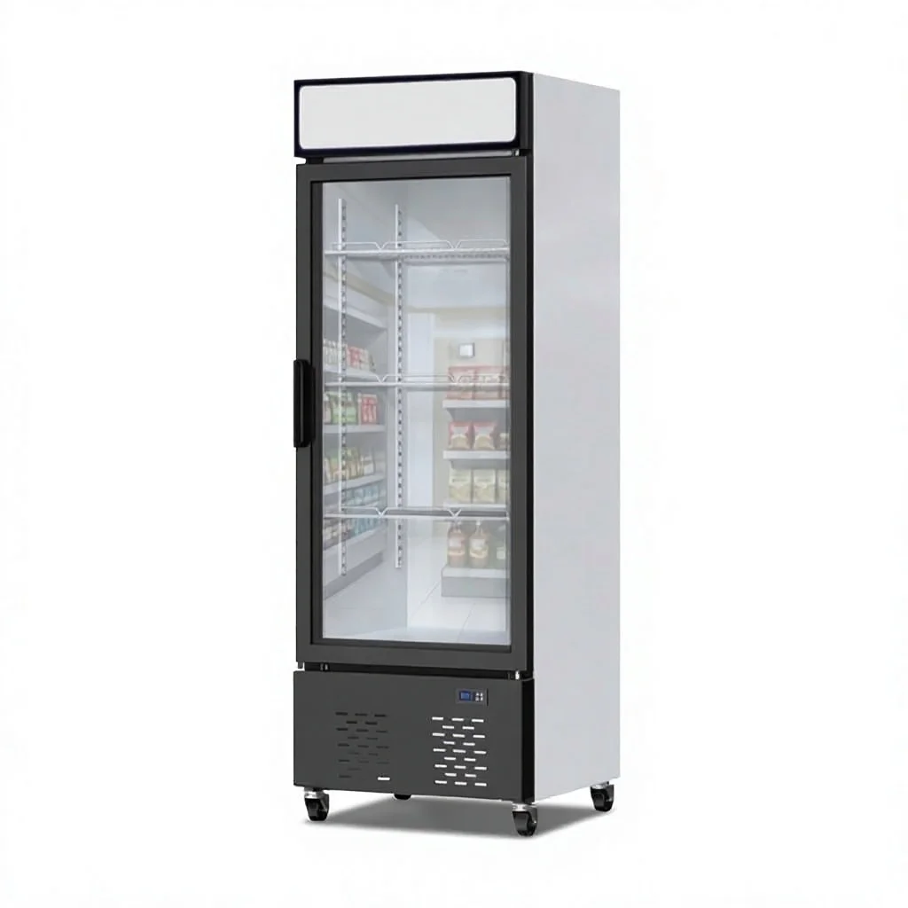 Upright Single-Temperature Air Cooling Glass Door Display Cooler for Supermarket Use