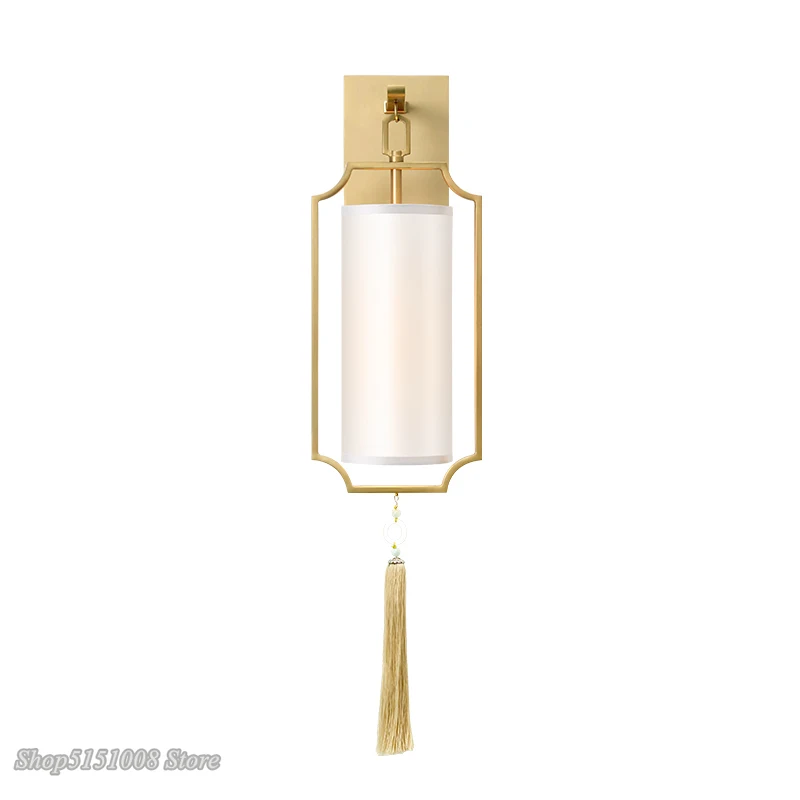 modern led wall lamps Chinese copper color wall lights minimalist designer model room living room hotel classical sconce lights