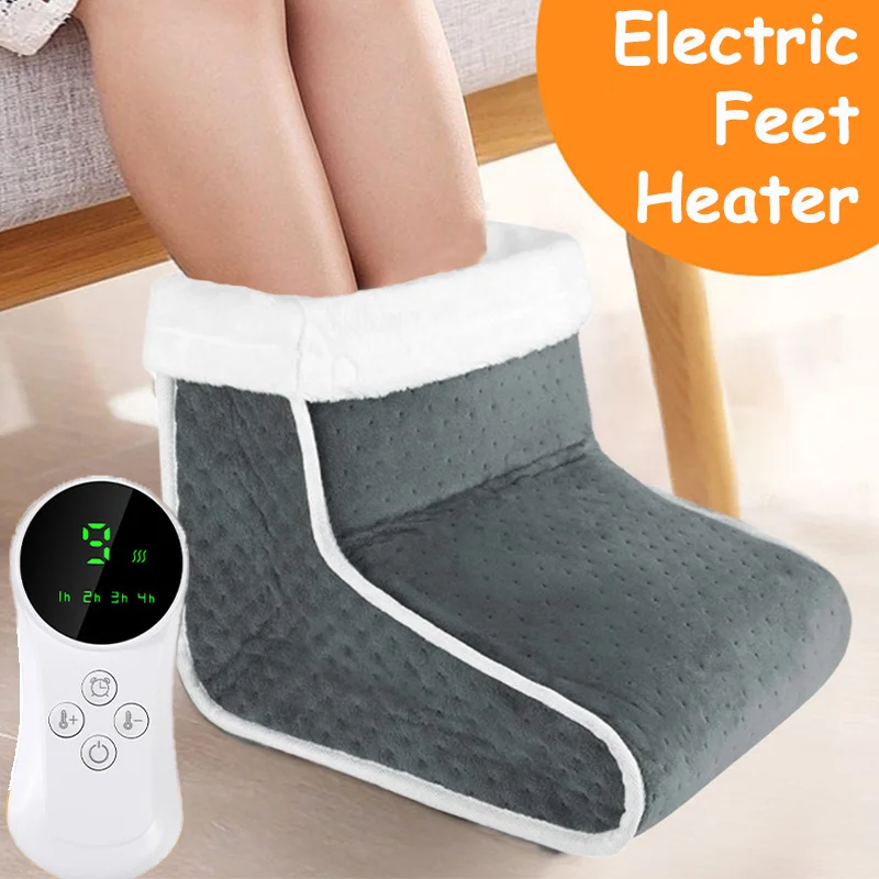 

USB Electric Heater Foot Warmer Heated Comfort Warm Foot Cover Household Foot Warming Mat Thermostatic Plush Heating Slippers