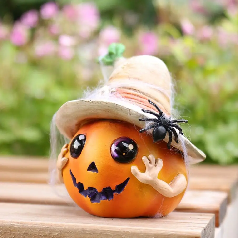 

Halloween Decoration Resin Pumpkin Elf Sculpture Funny Cute Pumpkin Head Figurines Cartoon Miniature Statue Ornament Bonsai