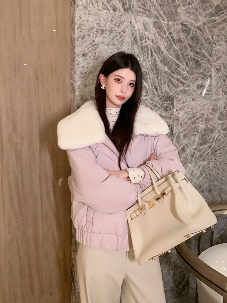 

Утепленное белое пуховое пальто KUN в стиле ретро для женщин, универсальная верхняя одежда, бренд KingUsefulNatual, для повседневной носки, на молнии, из искусственной кожи (PU)