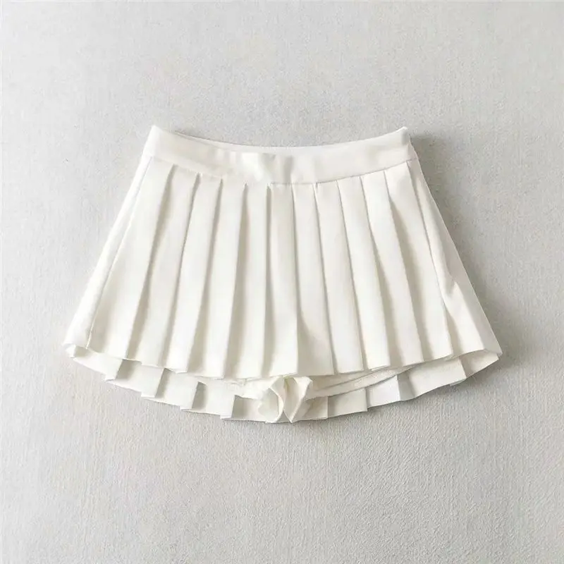 Gidyq Summer Women Pleated Skirts High Waist Vintage Sexy Mini Skirts Korean Tennis Student All Match Designed Dance Skirt New