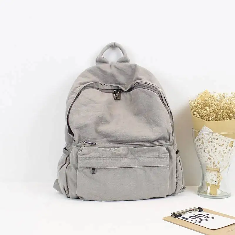Korean Fashion Washing Water Canvas Shoulder Bag Men And Women Simple Leisure Backpack Sen High School College Students Bag
