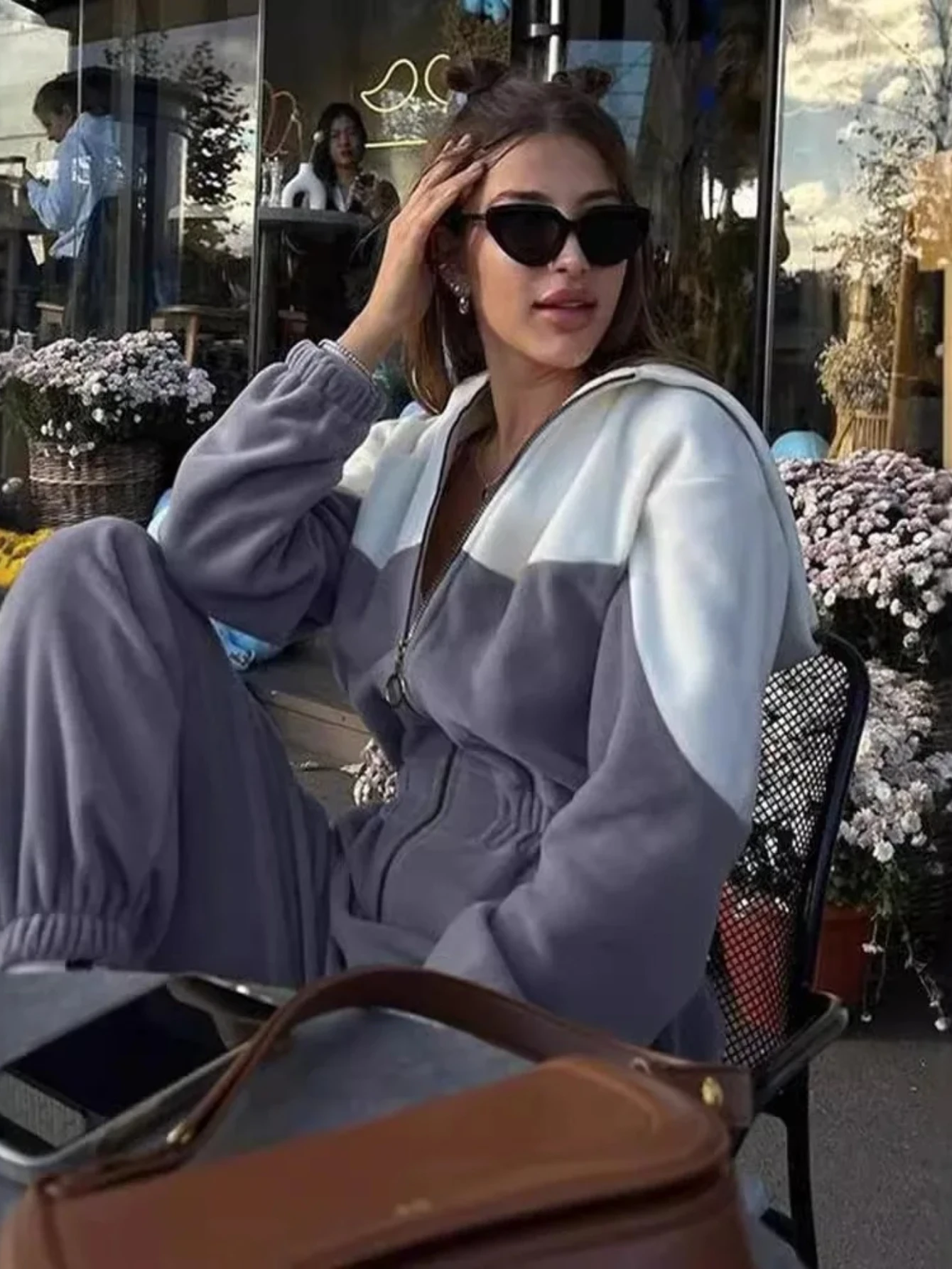 

Sports and leisure contrast color jumpsuit jumpsuit fashion trend street jumpsuit