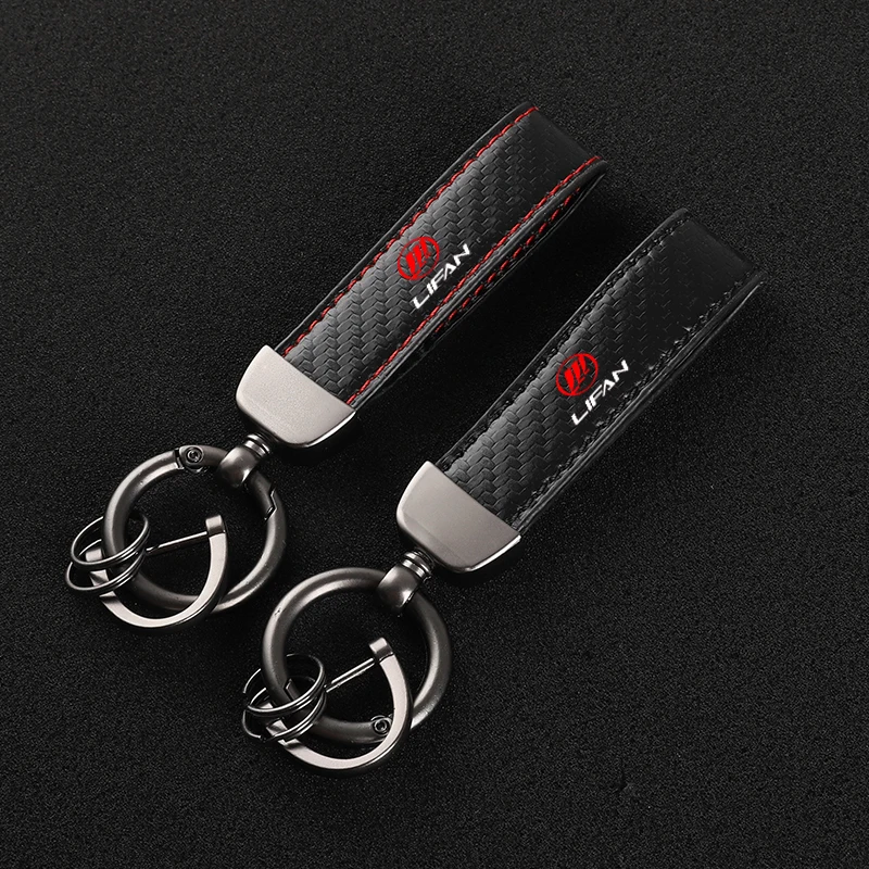 Leather Carbon Fiber Car Rings Keychain Zinc Alloy Keyrings For lifan 620 ev 530 x50 x70 720 650 car Accessories