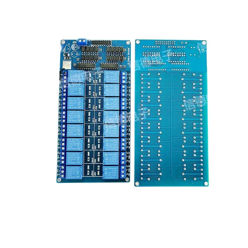 16-way Relay Module 5V 12V Control Board with Optocoupler Protection and LM2596 Power Supply