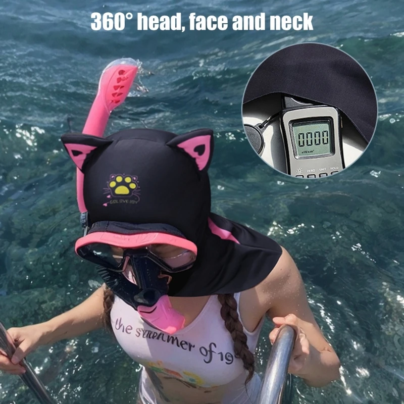 Swiming Caps Sun Protections Full Face Mask Diving Caps Diving Facekini Elastic Swim Caps Head Neck Cover for Water Sports