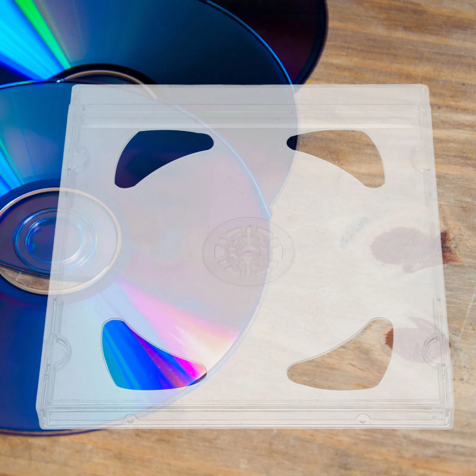 

CD Case Plastic Sleeves Jewel Holder Organizer Round Cases Holders Storage Double