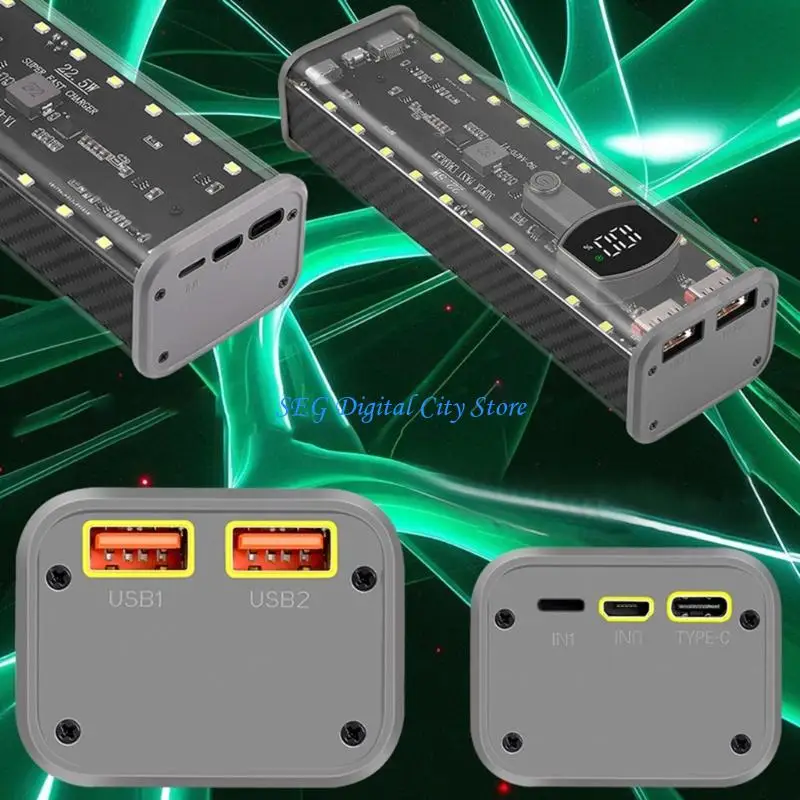 

U75B Transparent Box For 21700 Battery Holder USB C Input Output 5V Power Case Ease