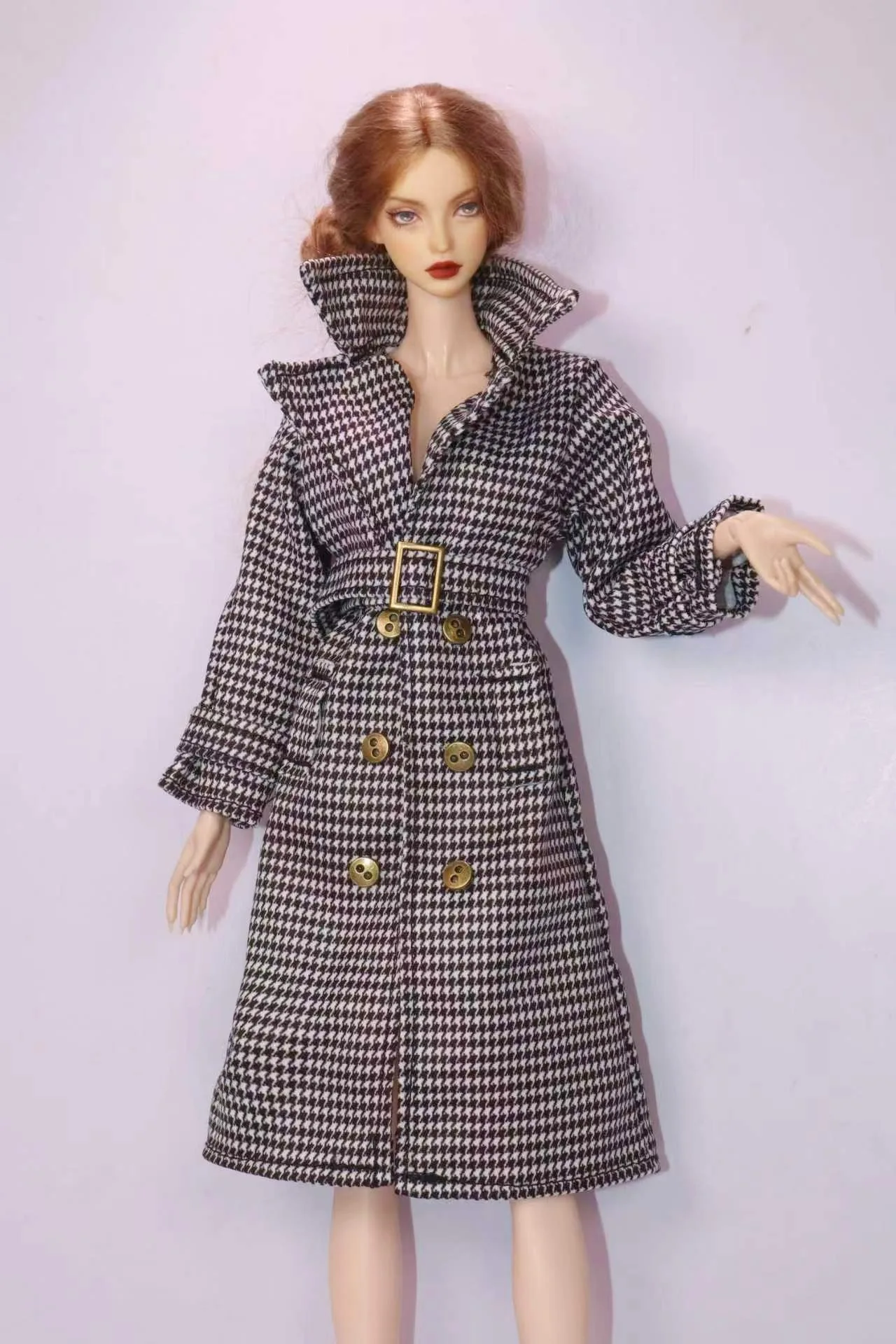 Long Trench Coat Outfit Set with Belt & Boots, Doll Clothes Accessories for 30cm BB FR Doll Dress Up Toy Parts