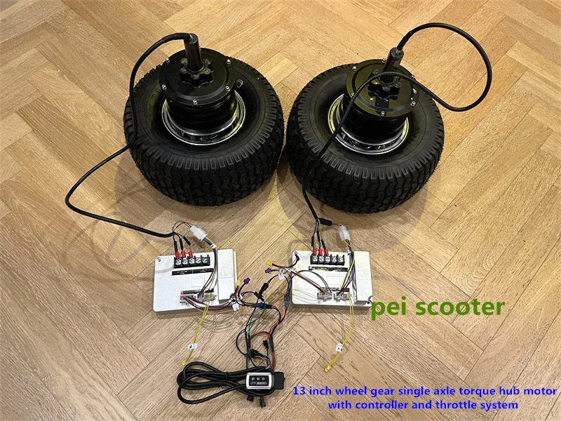 Doppia ruota da 13 pollici con coppia da 100 Nm, ingranaggio brushless, asse singolo, motore con mozzo da 12 km/h con controller e sistema di