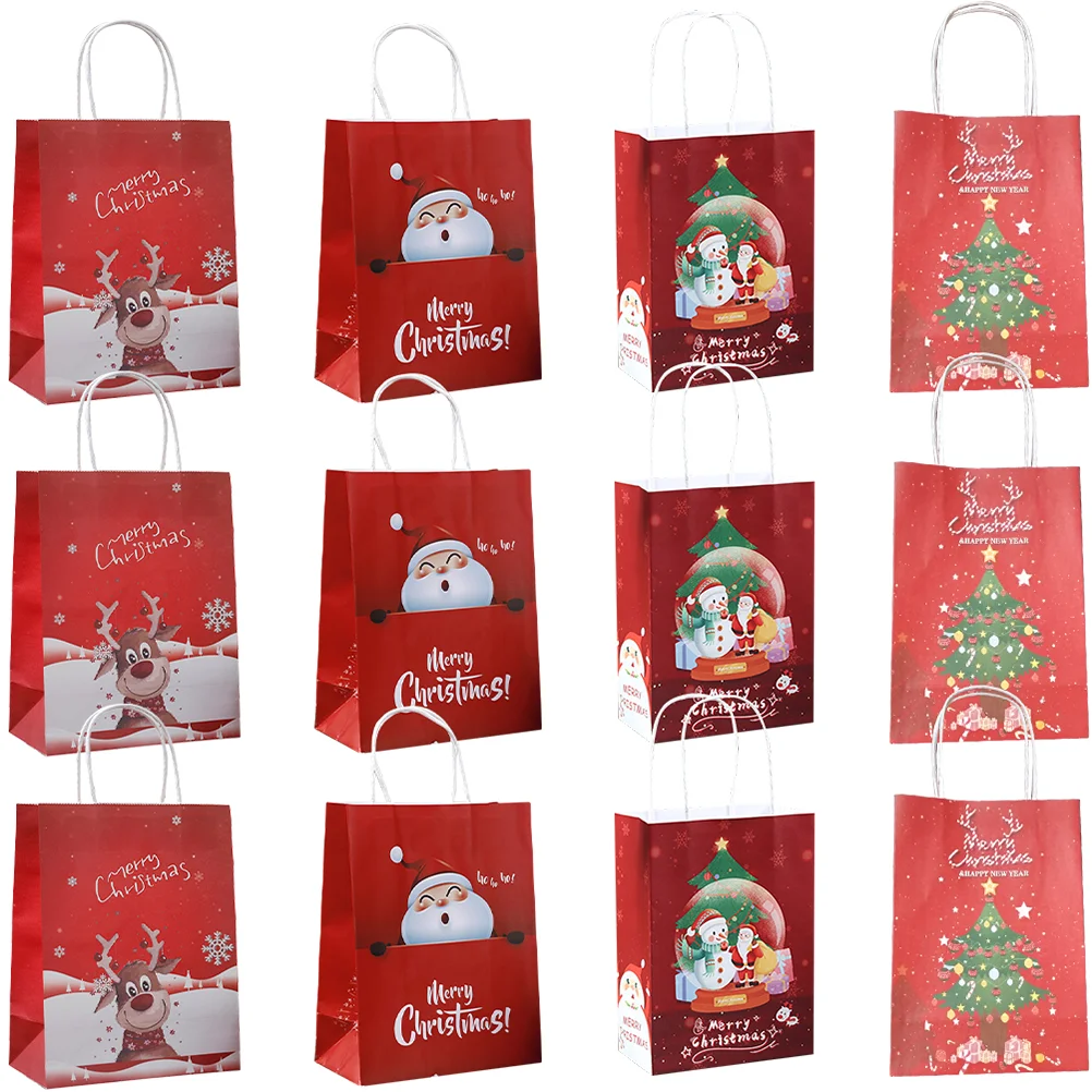 Christmas Bags Medium Size Gift Gifts for Stocking Stuffers Kraft Paper Bulk The