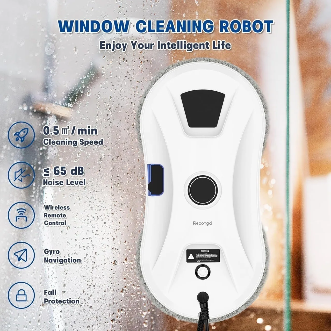 Smart Window Cleaning Robot Automatic Electric Glass Cleaner with Water Spray Remote Control Strong Suction for Home Windows