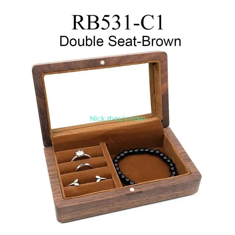 E15E صناديق المجوهرات الخشبية منظم المجوهرات الخشب الصغير لحالة قلادة حلقة Showc