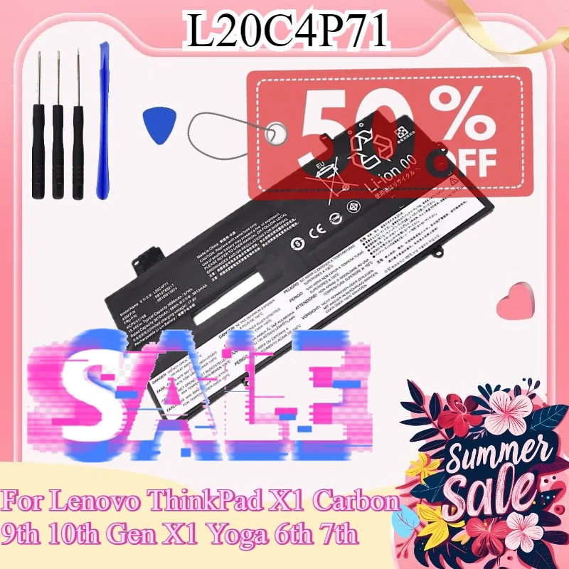

Battery L20C4P71 L20M4P71 SB10T83217 For Lenovo ThinkPad X1 Carbon 9th 10th Gen X1 Yoga 6th 7th Gen With Tools