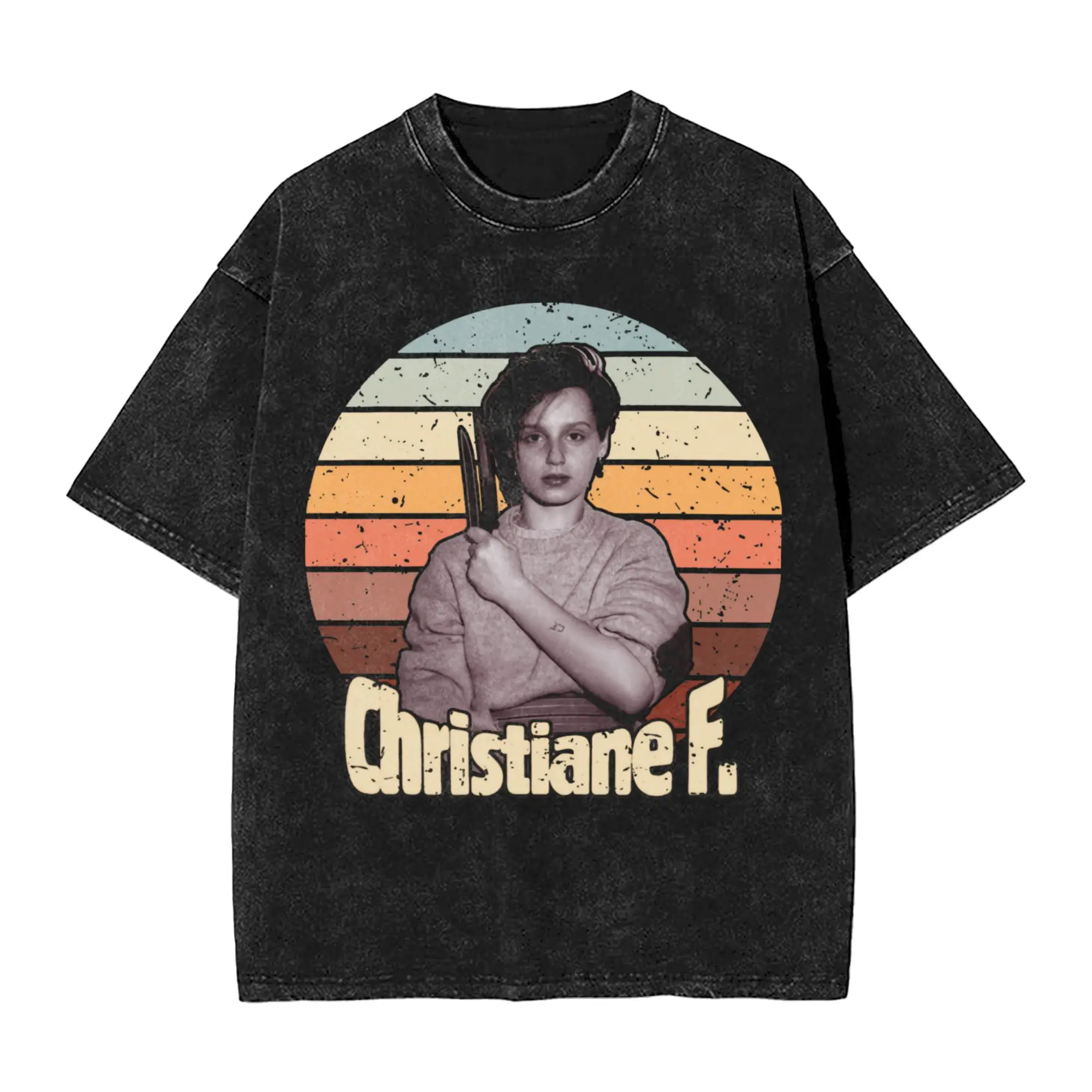 Christiane F. – Wir Kinder vom Bahnhof Zoo Outfit Washed T Shirts Men Women Streetwear Hip Hop T-Shirts Graphic  Tee Shirt