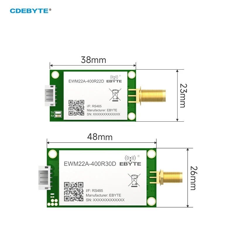 LoRa Module RS485 22dBm 30dBm 433MHz Lora Spread Spectrum Relay Networking CDEBYTE EWM22A Series RSSI LBT 5KM/10KM Distance UART