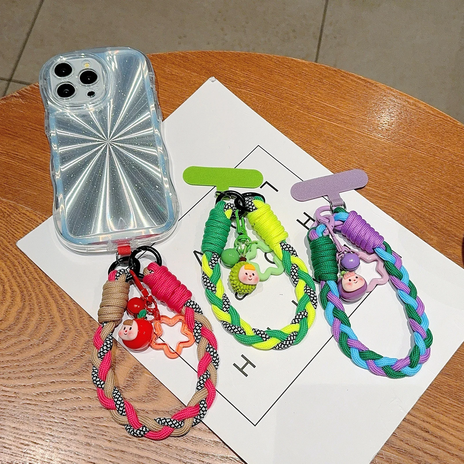

1pc Creative Cartoon Mobile Phone Universal Lanyard Three-Color Wrist Strap Hand-Woven Hand Rope Mobile Hanging Accessories