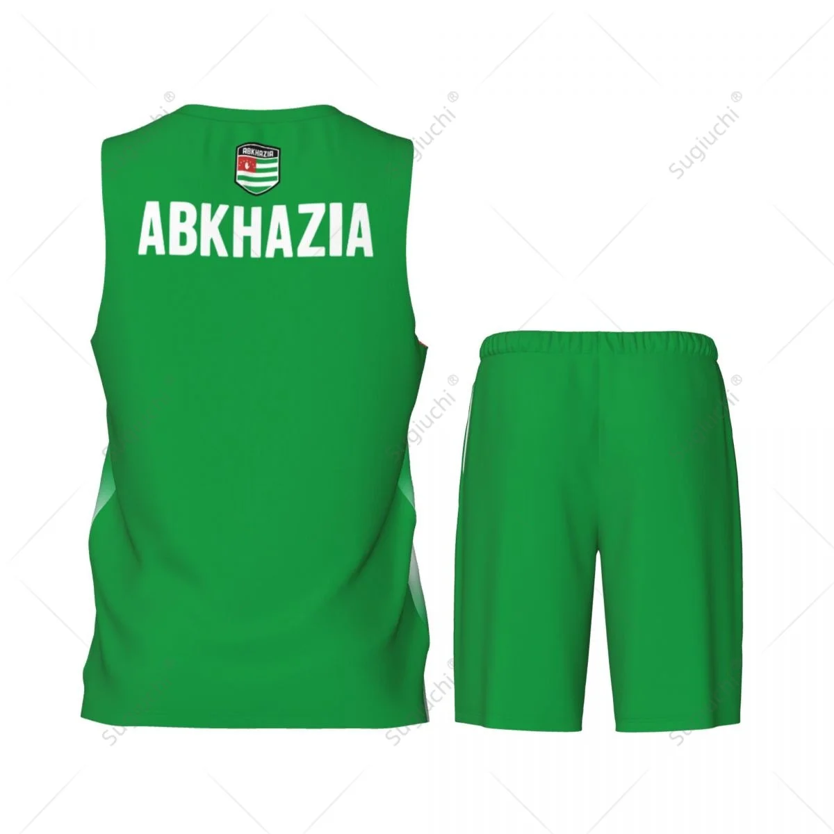 Heren Republiek Abchazië Vlag Basketbal Jersey Set Mesh Shirt & Broek Mouwloos Exclusief Team-up Aangepaste Naam Nunber Unisex