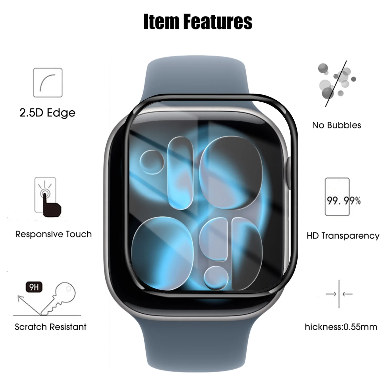 Apple Watch Series 11 42MM 46MM 2025用フルカーブスクリーンプロテクター ソフトスマートウォッチカバー 保護PMMAフィルム IWatch S11対応