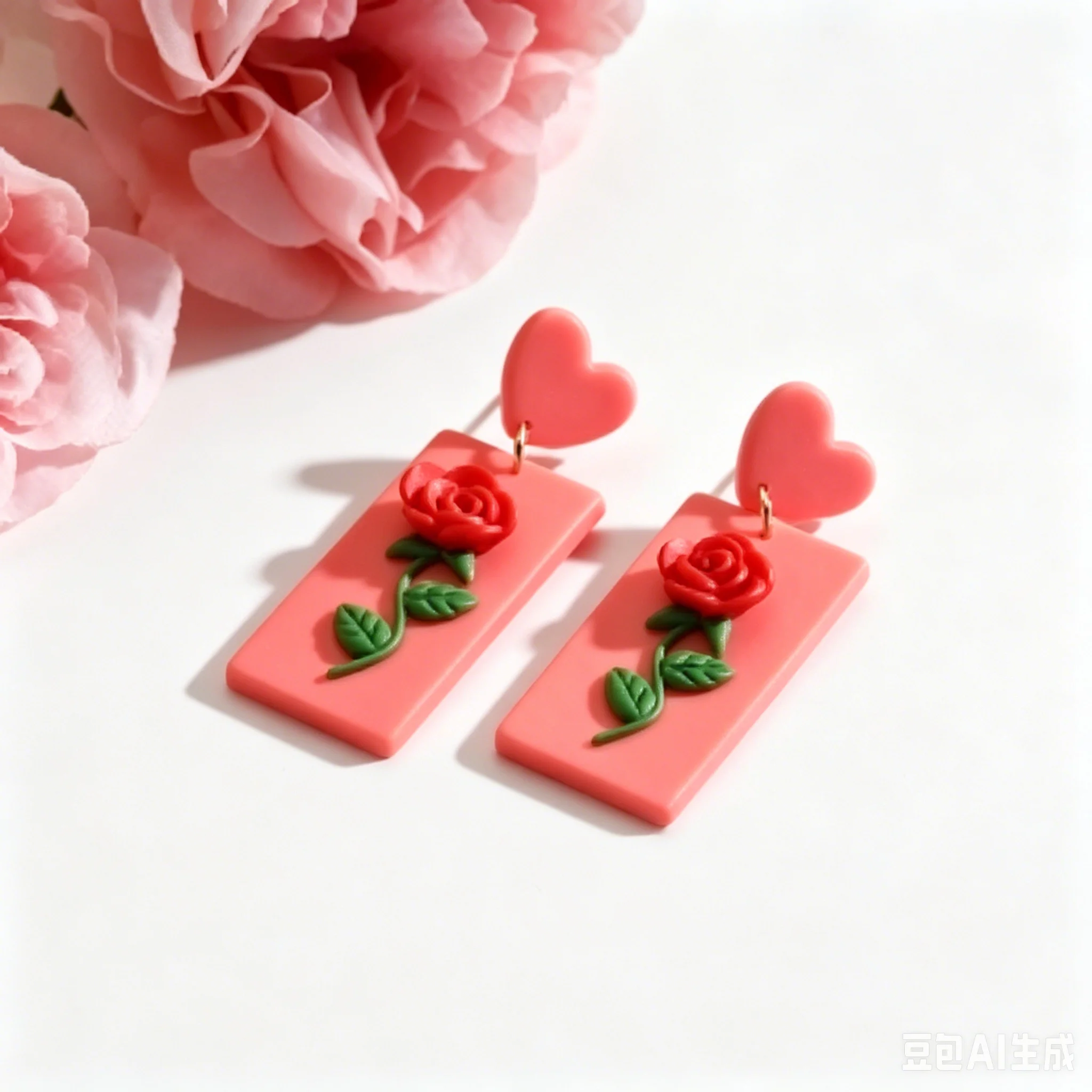 Valentine Heart Shapes Rainbow Love Handmade Polymer Clay Dangle Earrings Trendy Pop Fun Gift for Girls And Women for Party And
