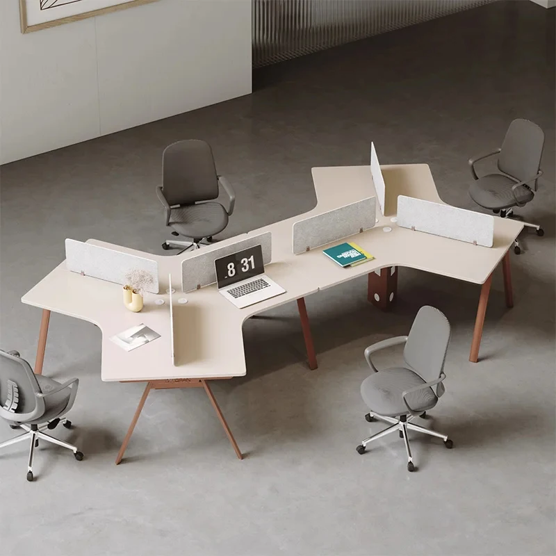simple modern screen and chair triangular staff table office creative combination
