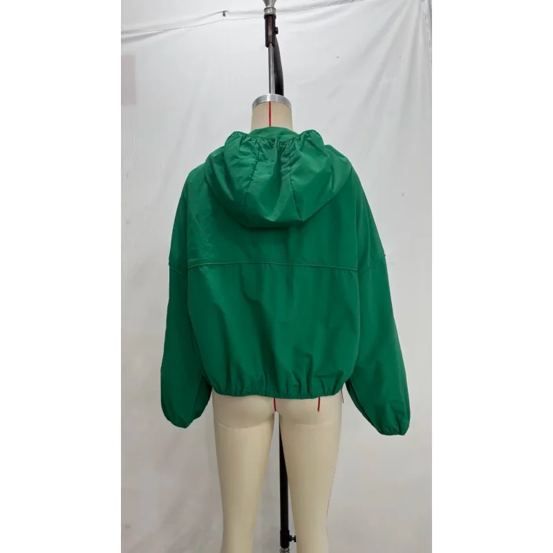 2026 Damen Langarm-Oberbekleidung mit Hohem Kragen und Verstellbarem Kordelzug Frühling Herbst Neuer Stil Damen-Kapuzenjacke Locker Geschnitten – Detail 15