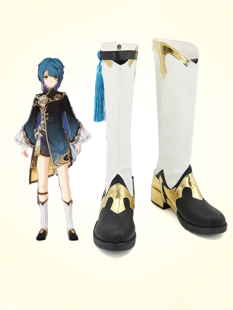chaussures-de-cosplay-genshin-impact-xingqiu-costumes-d'halloween-xingqiu-cos-bottes-anime