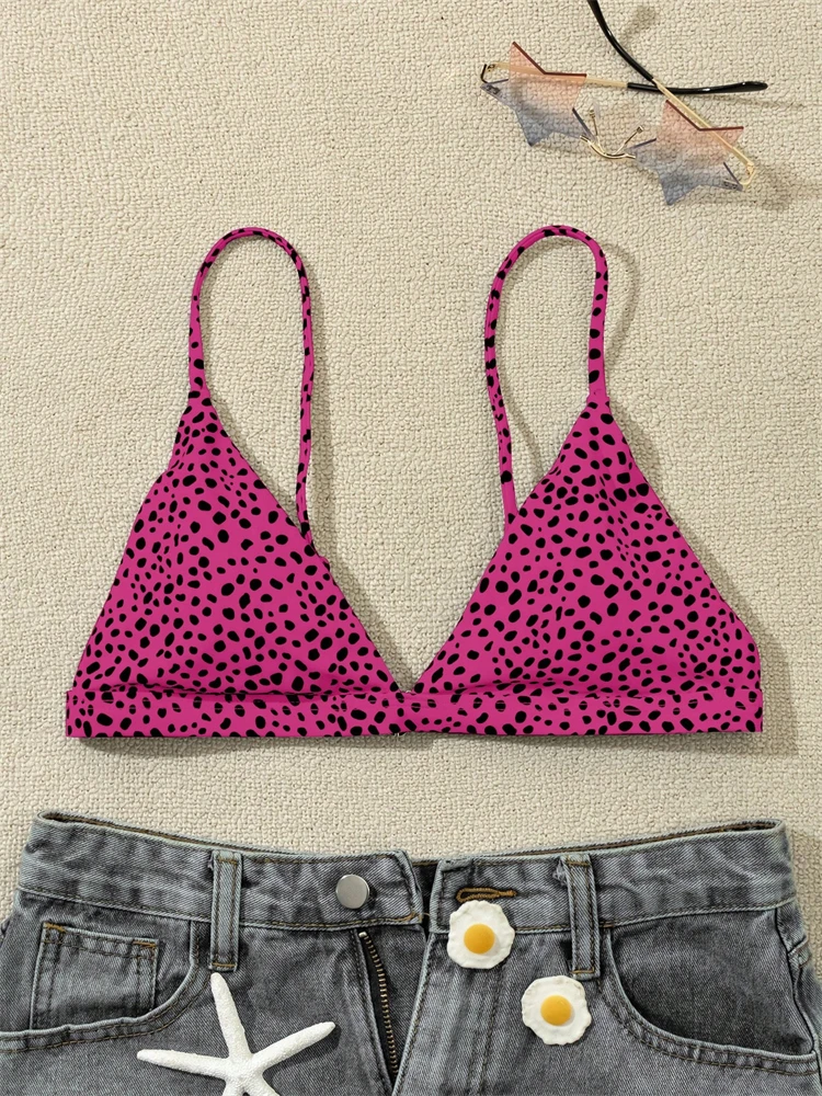 Bikini Top Damski Strój Kąpielowy 2024 New Dot Sling V Neck Bikini Sexy Stroje Kąpielowe Gorset Letni Bez Pleców Strój Kąpielowy Kobieta