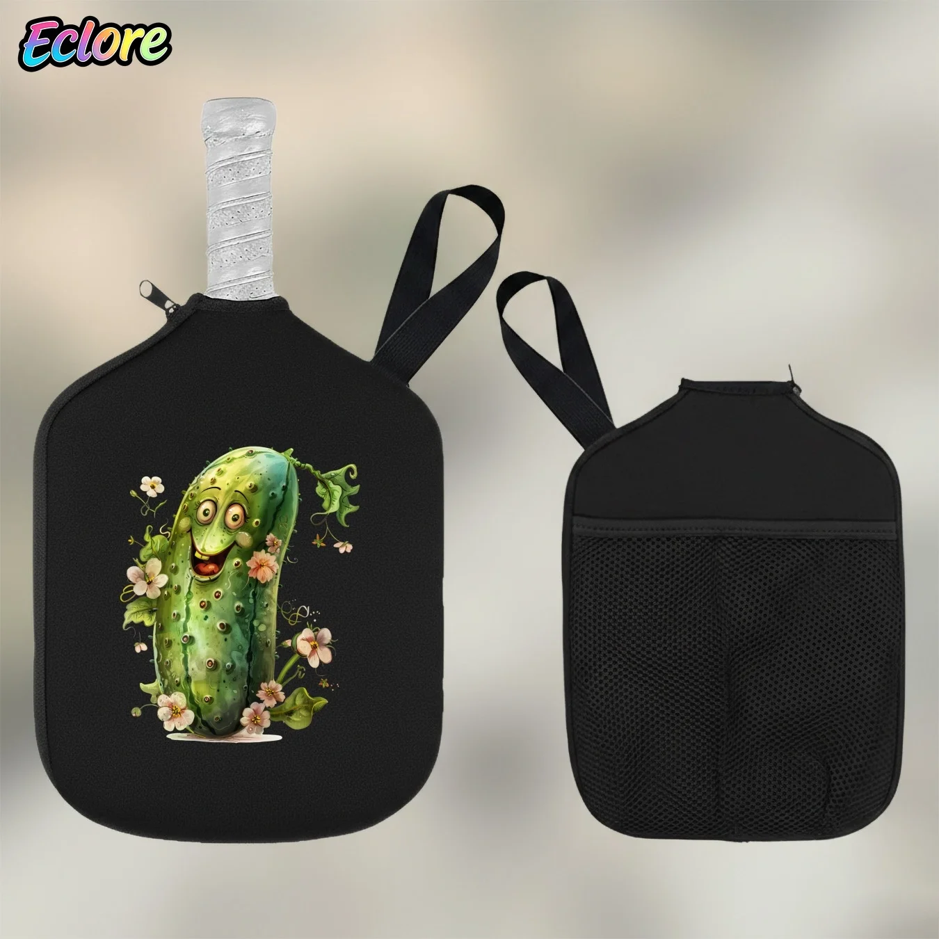 Cartoon Smile Pickleball Paddle Cover Soft Durable Racket Bag Tennis Table Sports Accessory for Game Practice Party Gift view 4