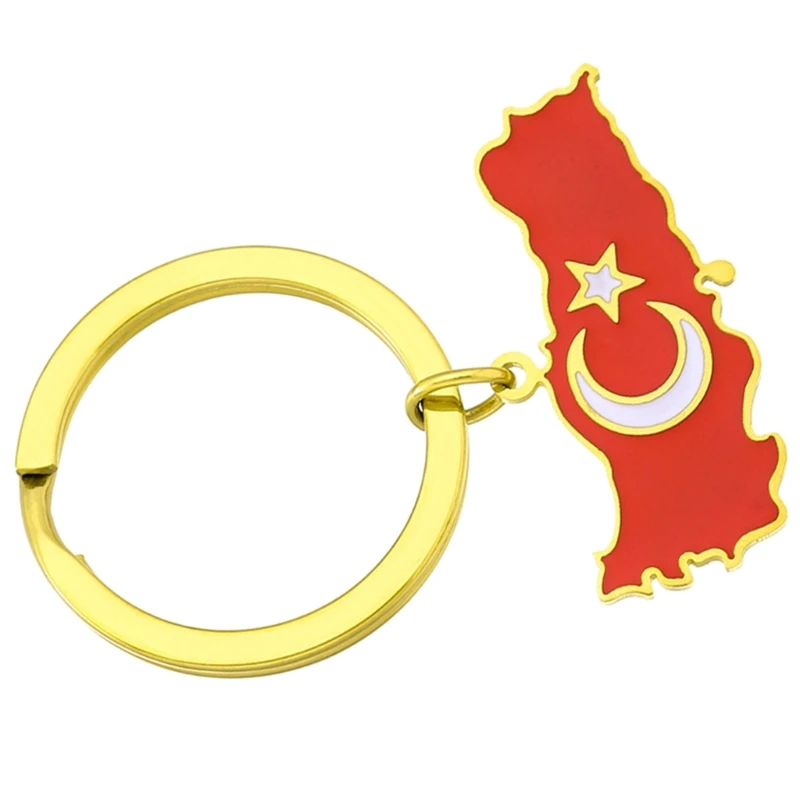 Unique Türkiye Map Keys Jewelry Stainless Steel Turkey Map Keychain Turkish Keyrings Bag Ornaments for Daily Party
