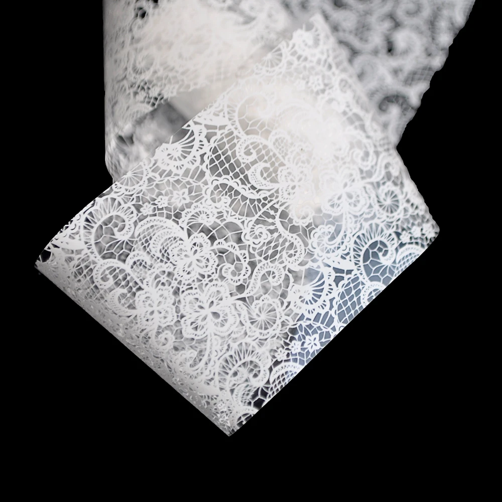 Cool Lace Nail Foil Sticker White Black Flower Pattern Swirl Vines Nail Art Design Glue Transfer Decal Foil Manicure Supplies