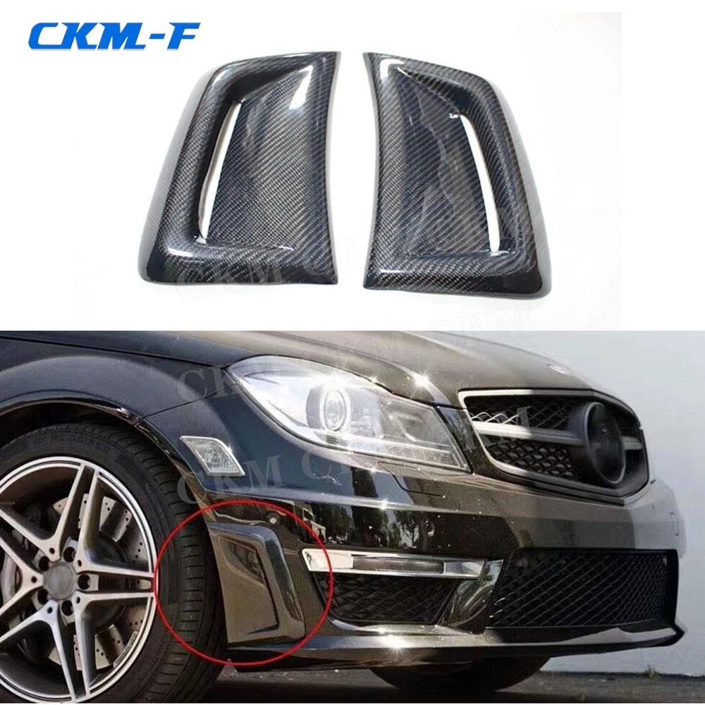 

for W204 C63 AMG 2012 2013 2014 Accessories Carbon Fiber Front Bumper Side Air Vents Trims Cover Stickers Decoration Bodykits