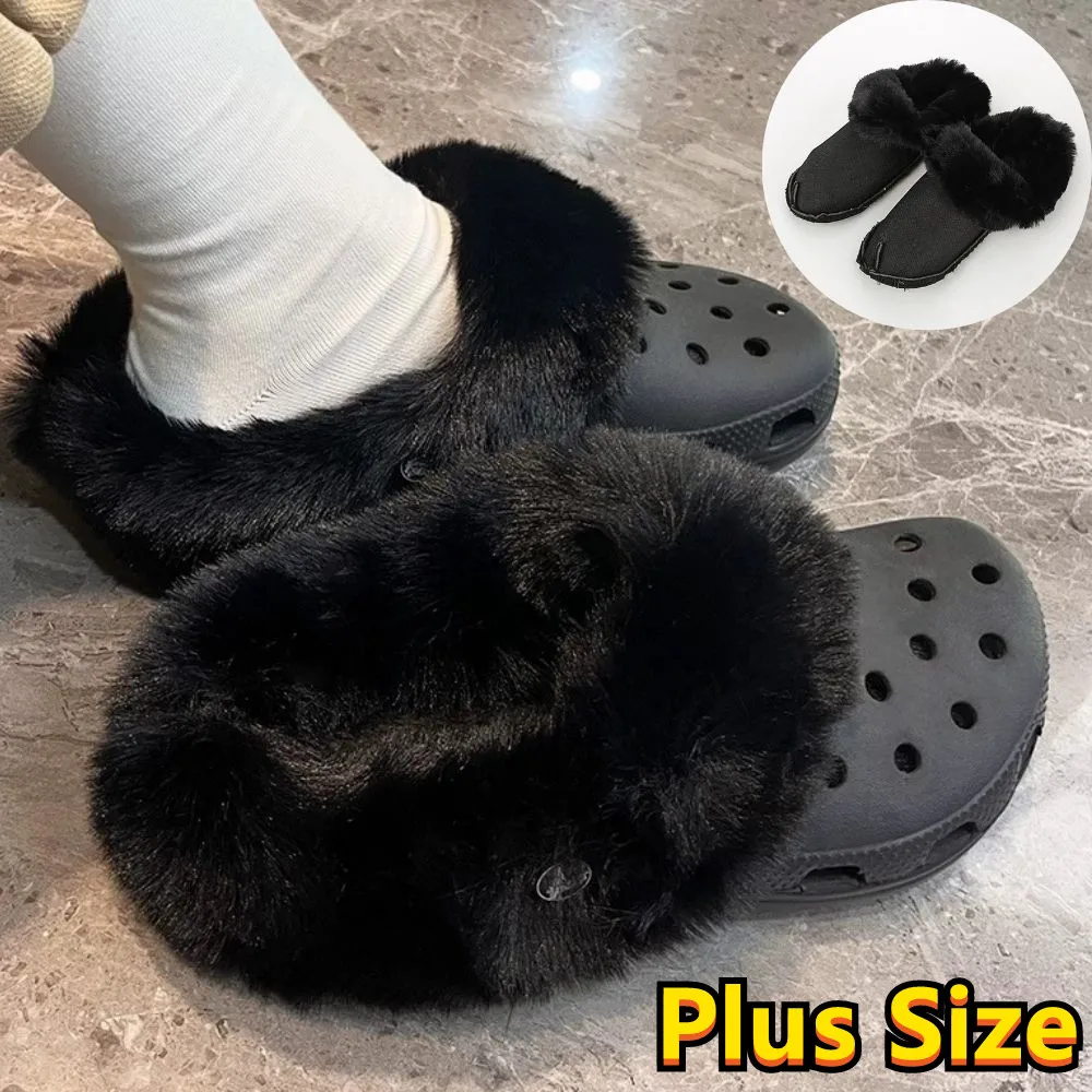 

1 Pair Winter Thickened Warm Shoe Cover For Women Men Removable Fur Lining Insoles Clogs Slippers Plush Liner Plush Shoe Pads