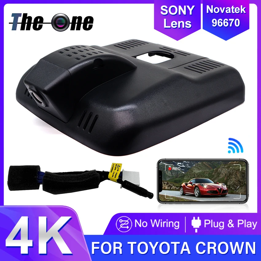 New! Plug and play Car DVR Wifi Camera UHD 4K 2160P Dash Cam Car Camera For Toyota Crown 2023 2024 Wiper cable DashCam